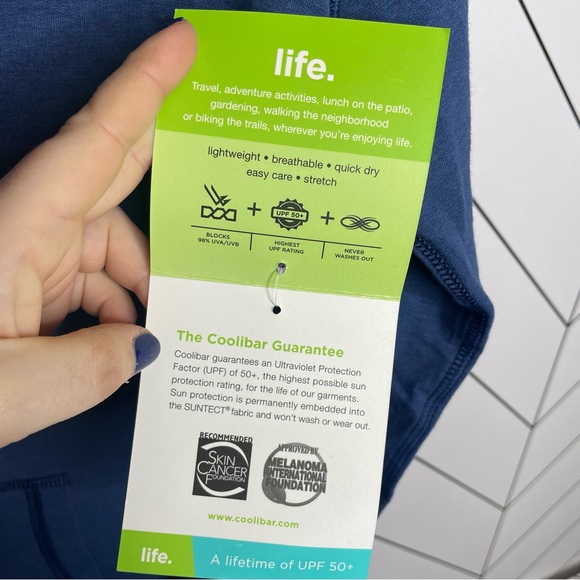 Coolibar | Cowl Neck Long Sleeve Pullover Sun Protection Top Blue Size Small NWT - Picture 8 of 9